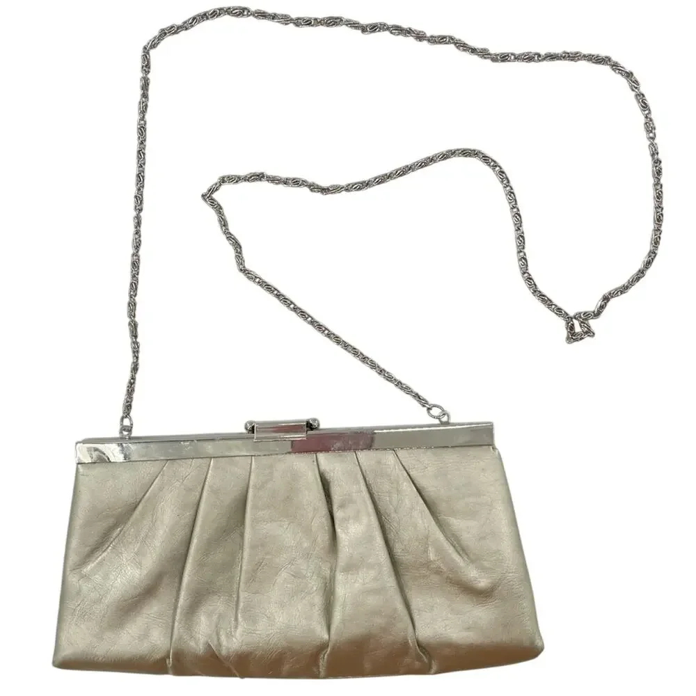 Gunne Sax Old Money Silver Vintage Clutch Chain Link Retro Purse